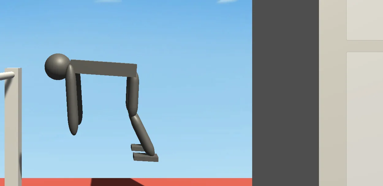 Figure upside down in the air with the head toward the ground and both arms pointing straight down